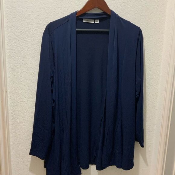 New Susan Graver Liquid Knit blue Open Cardigan size 1X - Picture 5 of 12